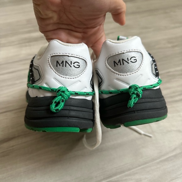 Mango Combined designed sneakers. Size 6 1/2. White, Green and Black. - Picture 11 of 14